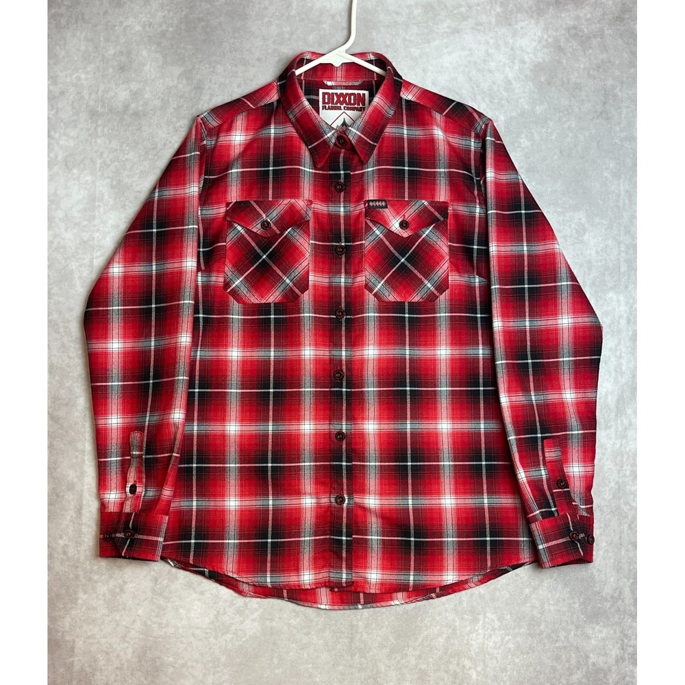 Dixxon Flannel Shirt Klock Werks Womens Large Red Plaid Button Up Long Sleeve